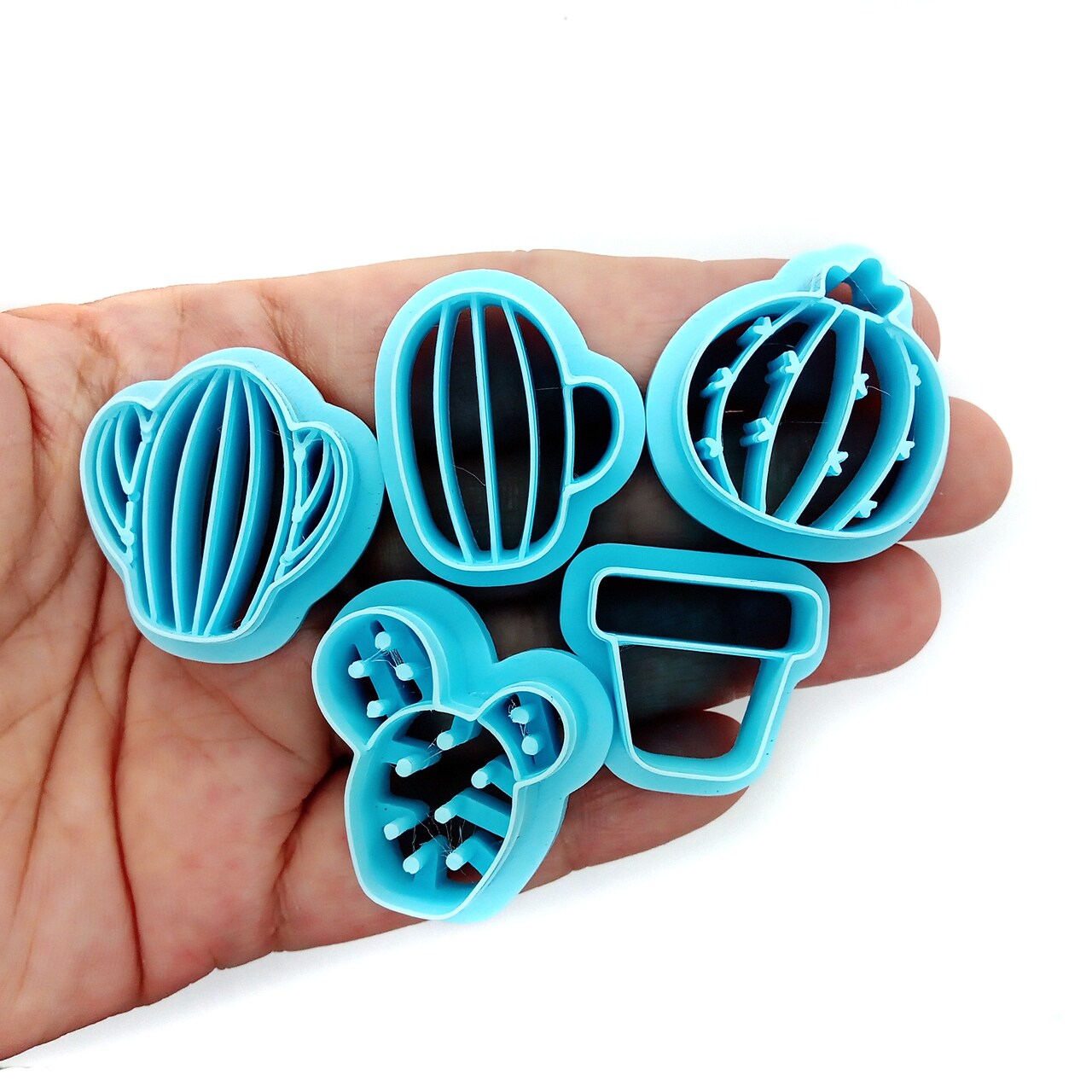 Cacti Clay Cutter Bundle, 4 Cactus Shapes & Pot, Adorabilities